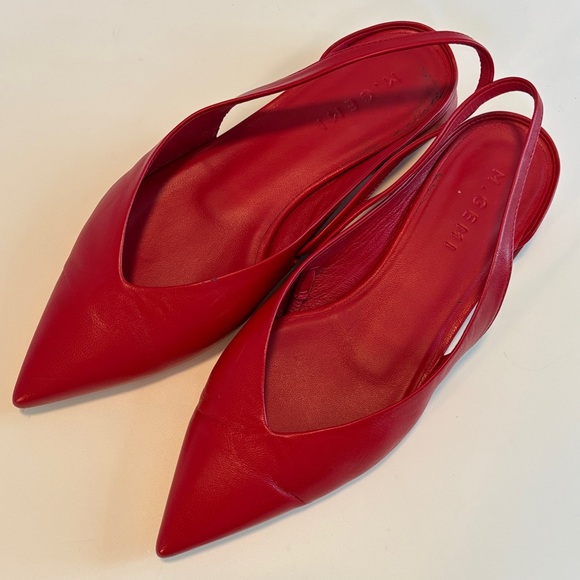 M. Gemi Red Pointed Slingback Leather Flats 7.5 Italy Leather Luxe - Picture 10 of 10
